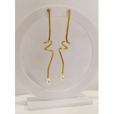 Σκουλαρίκια Χρυσά 14Κ στριφτά με μαργαριτάρια (E284)